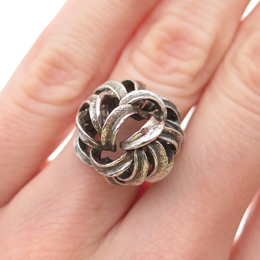 925 Sterling Silver Vintage Modernist Oxidized Ring Size 5
